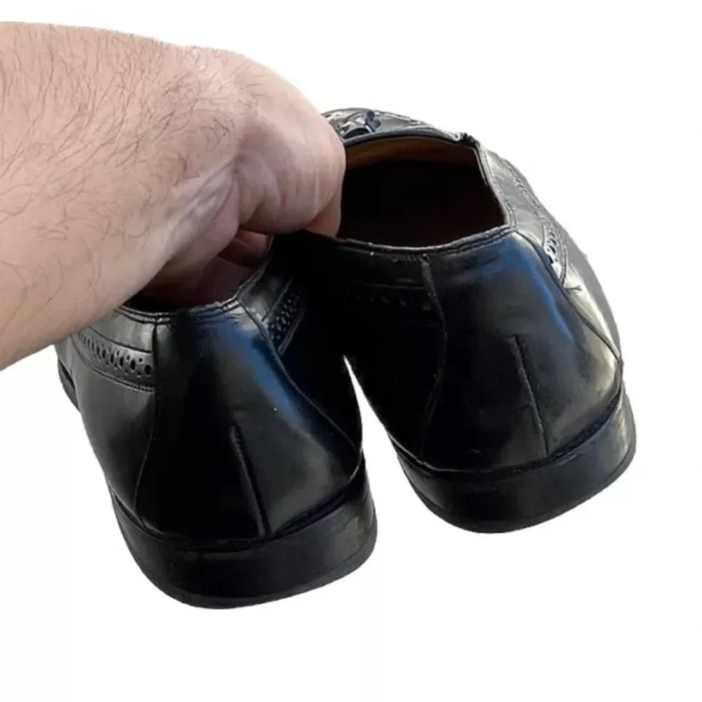 Johnston & Murphy Crown Aristocraft  Black Leather Tassel Loafers Men 10 D USA